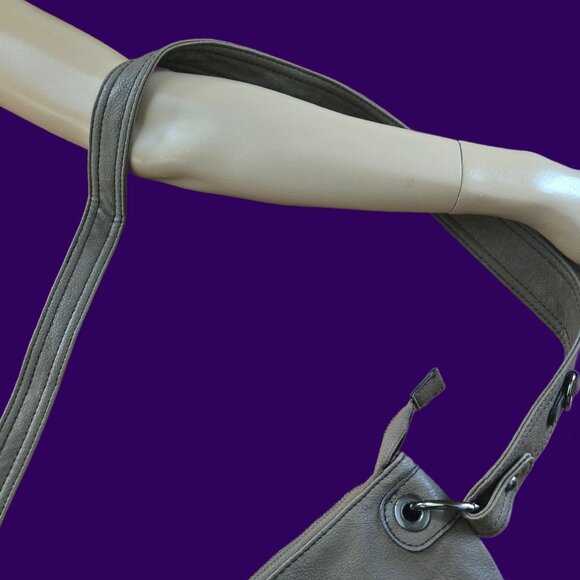 Y2K Aldo Large Crossbody Bag Suddede Gray Faux Leather Emo Indie Sleaze Grunge - Picture 7 of 13